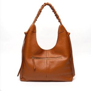 LAGGO Bella-camel. Slouchy hobo bag.  Ruched handle, magnetic snap closure, NEW